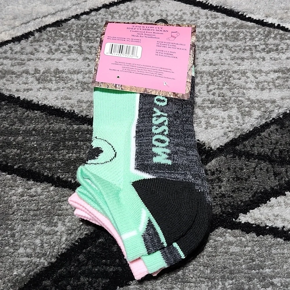 MOSSY OAK 3-PACK ARCH-SUPPORT LOW-CUT BOTTOM CUSHION SOCKS